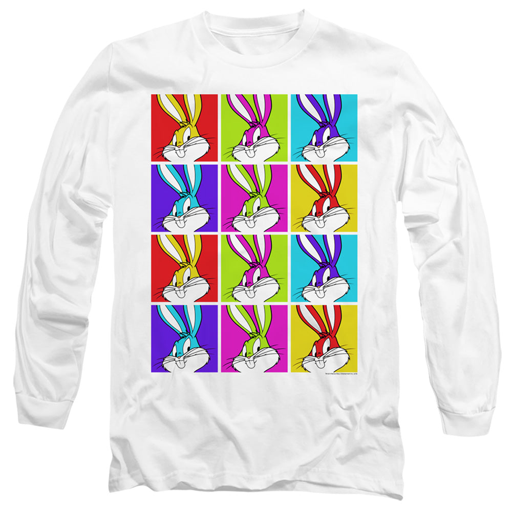 Looney Tunes Bugs Tiles Mens Long Sleeve Shirt White