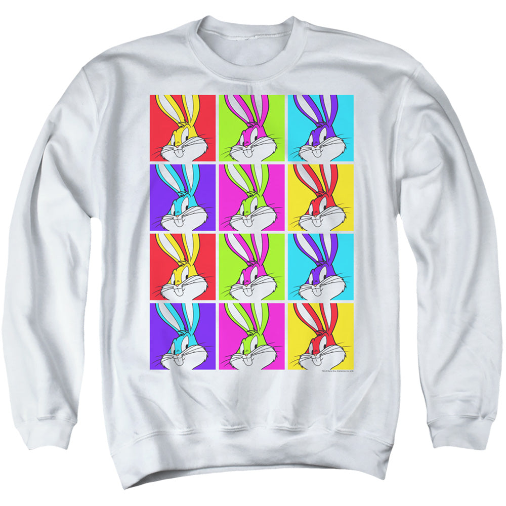 Looney Tunes Bugs Tiles Mens Crewneck Sweatshirt White