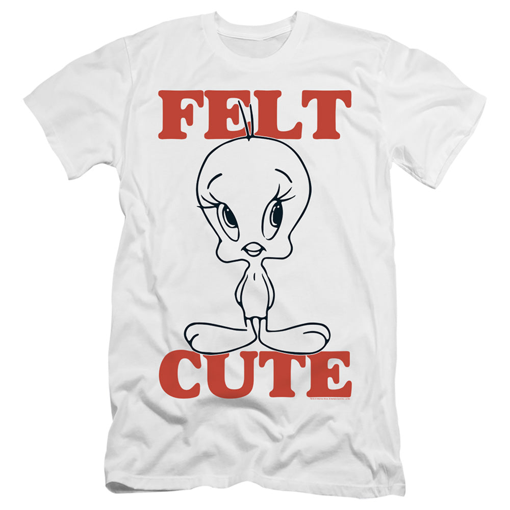 Looney Tunes Felt Cute Slim Fit Mens T Shirt White