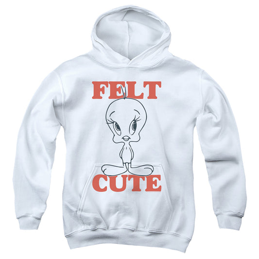 Looney Tunes Felt Cute Kids Youth Hoodie White