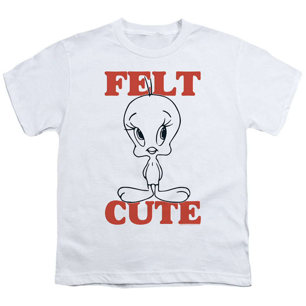 Looney Tunes Felt Cute Kids Youth T Shirt White