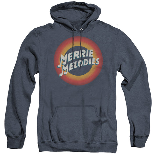 Looney Tunes Merrie Logo Heather Mens Hoodie Navy Blue