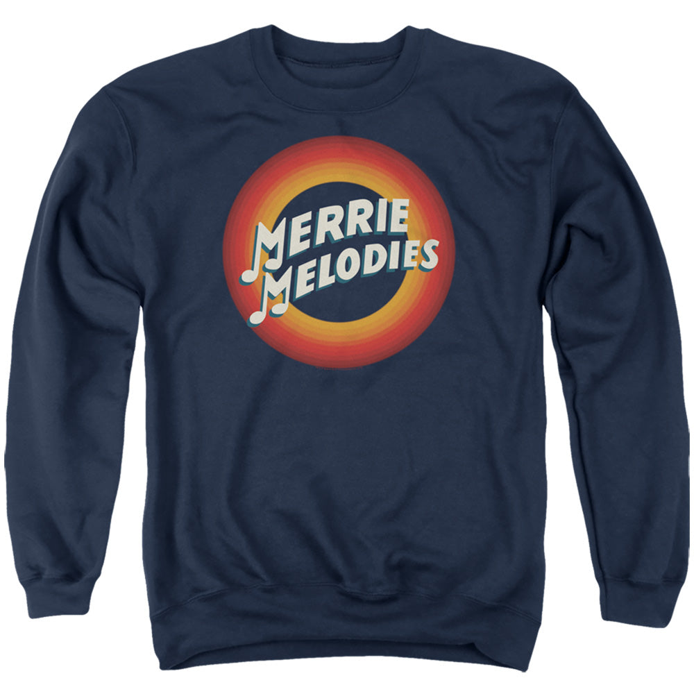 Looney Tunes Merrie Logo Mens Crewneck Sweatshirt Navy Blue