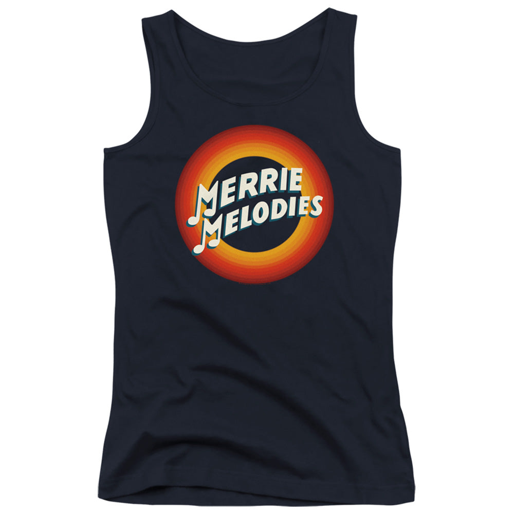 Looney Tunes Merrie Logo Womens Tank Top Shirt Navy Blue