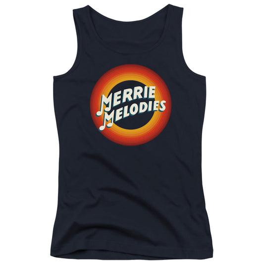 Looney Tunes Merrie Logo Womens Tank Top Shirt Navy Blue