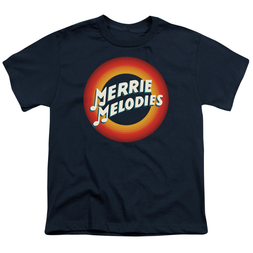 Looney Tunes Merrie Logo Kids Youth T Shirt Navy Blue