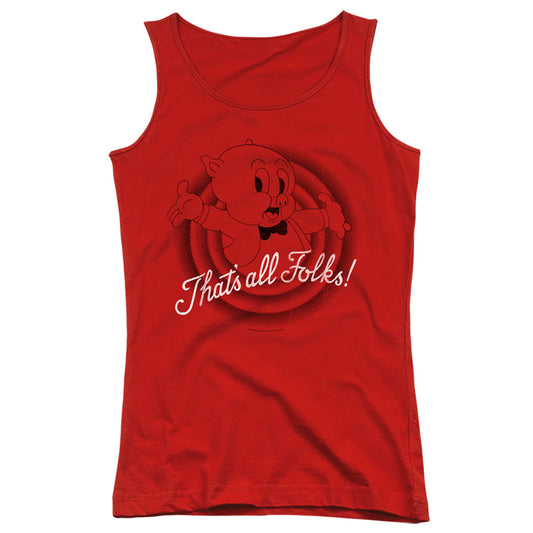 Looney Tunes Thats All Folks Womens Tank Top Shirt Red