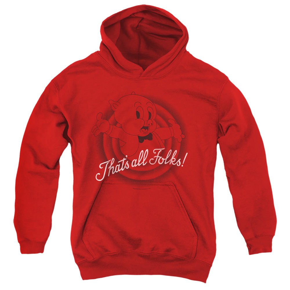 Looney Tunes Thats All Folks Kids Youth Hoodie Red