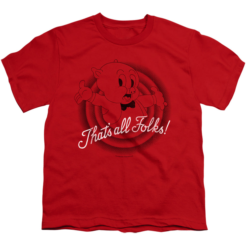 Looney Tunes Thats All Folks Kids Youth T Shirt Red