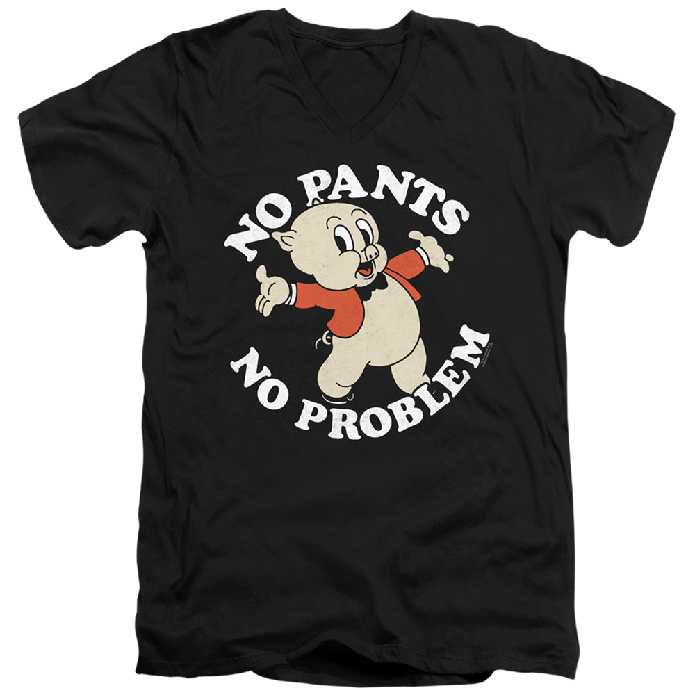 Looney Tunes No Pants Mens Slim Fit V-Neck T Shirt Black