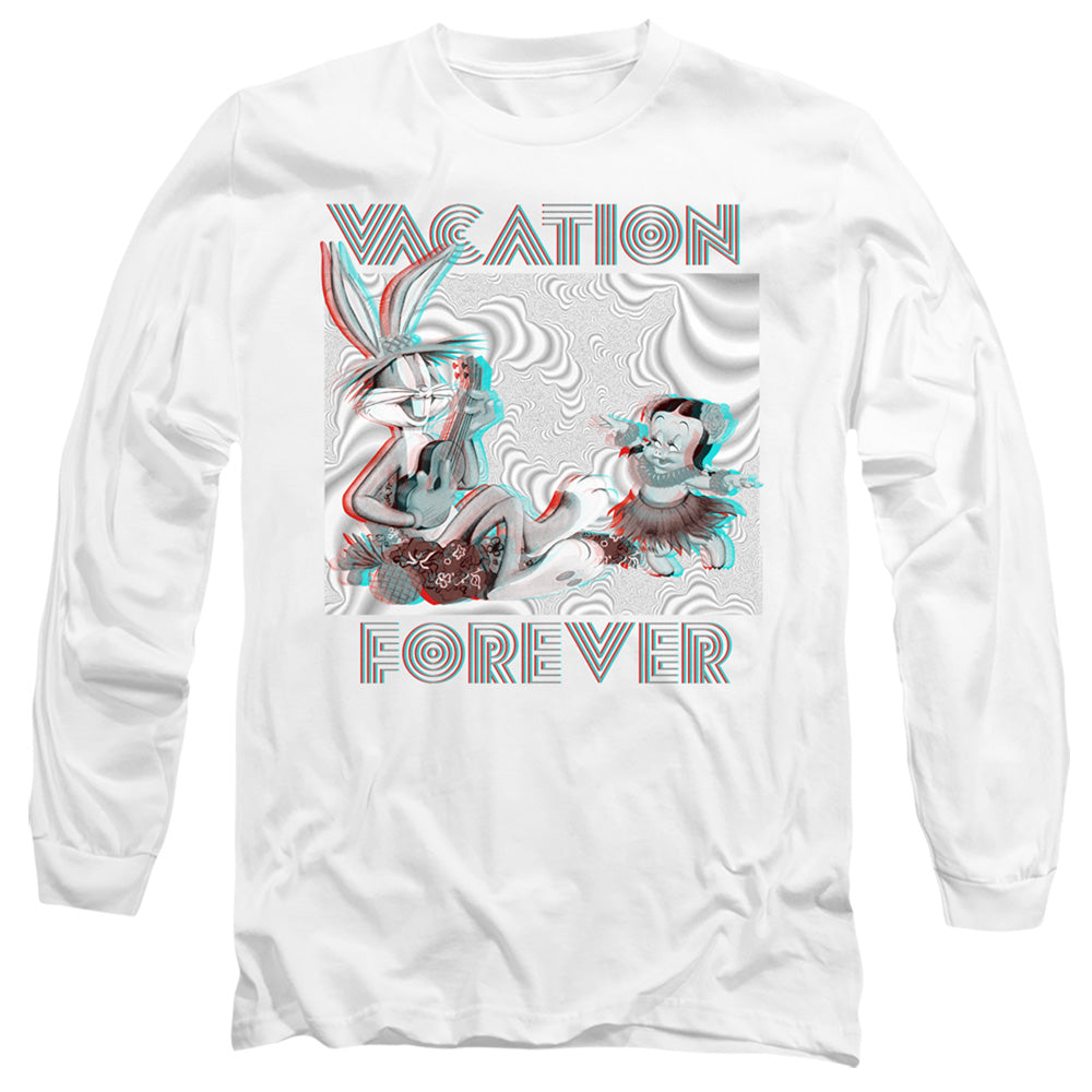 Looney Tunes Vacation Forever Mens Long Sleeve Shirt White
