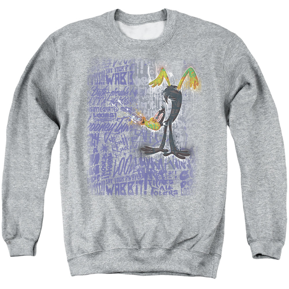 Looney Tunes Graffiti Duck Mens Crewneck Sweatshirt Athletic Heather