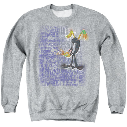 Looney Tunes Graffiti Duck Mens Crewneck Sweatshirt Athletic Heather