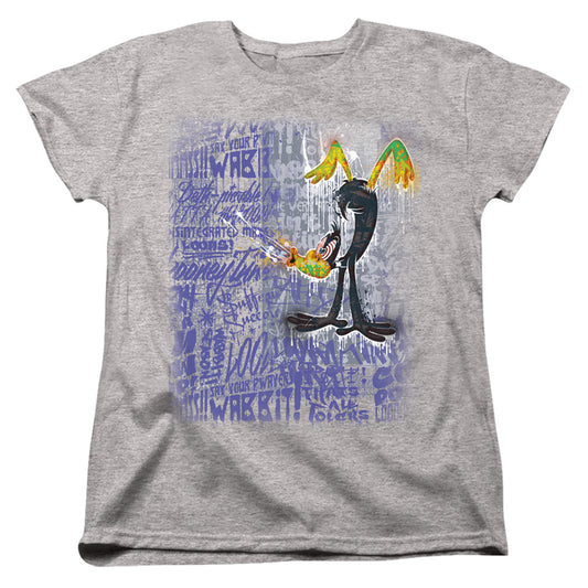 Looney Tunes Graffiti Duck Womens T Shirt Athletic Heather