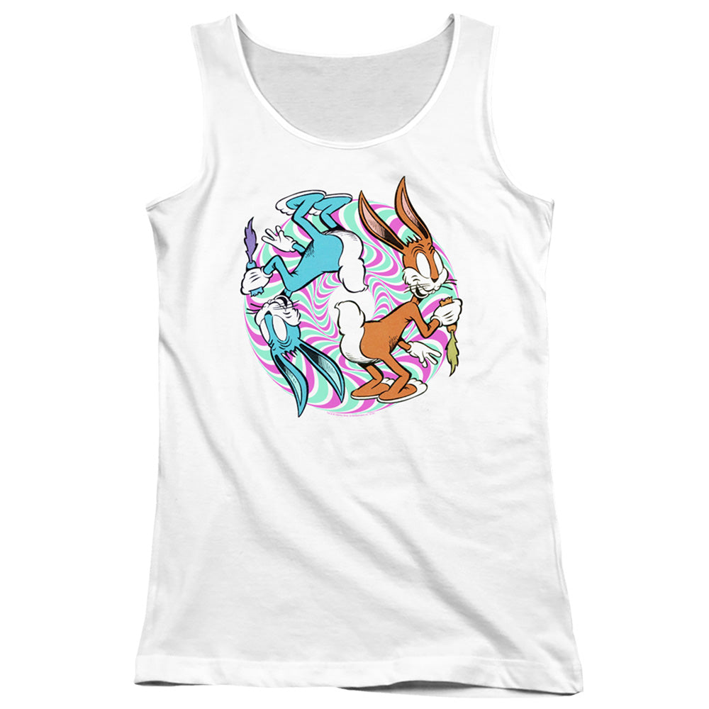 Looney Tunes Wacky Wabbit Womens Tank Top Shirt White