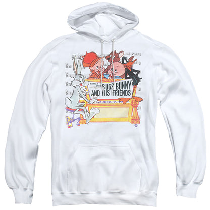 Looney Tunes Bugs and Friends Mens Hoodie White