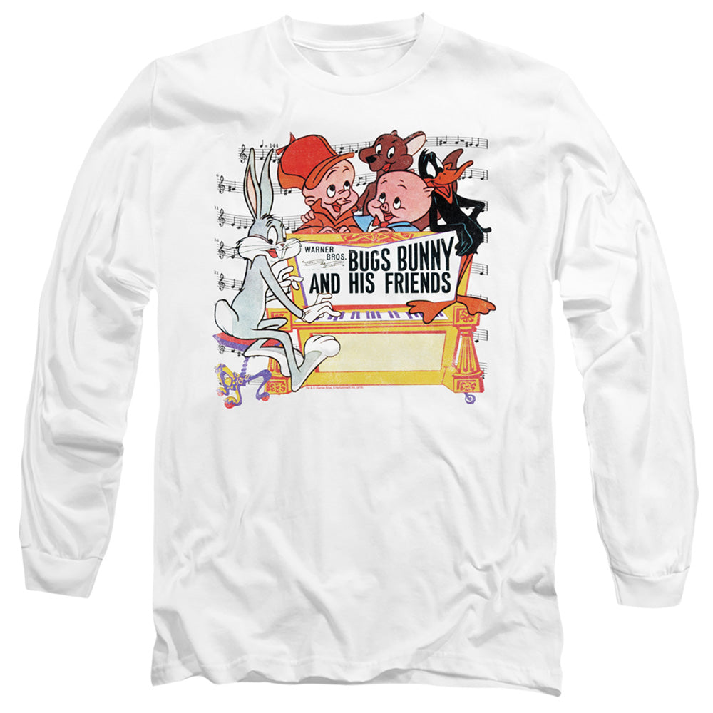 Looney Tunes Bugs and Friends Mens Long Sleeve Shirt White