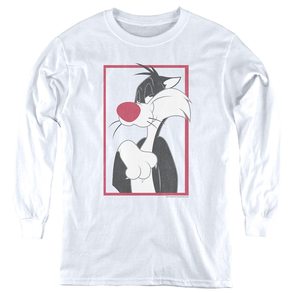 Looney Tunes Sylvester Long Sleeve Kids Youth T Shirt White