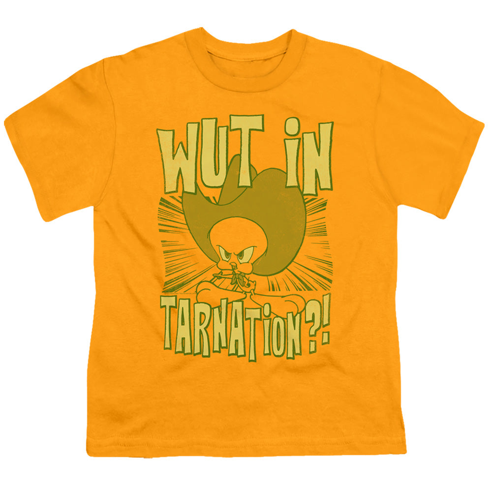 Looney Tunes Wut in Tarnation Kids Youth T Shirt Gold