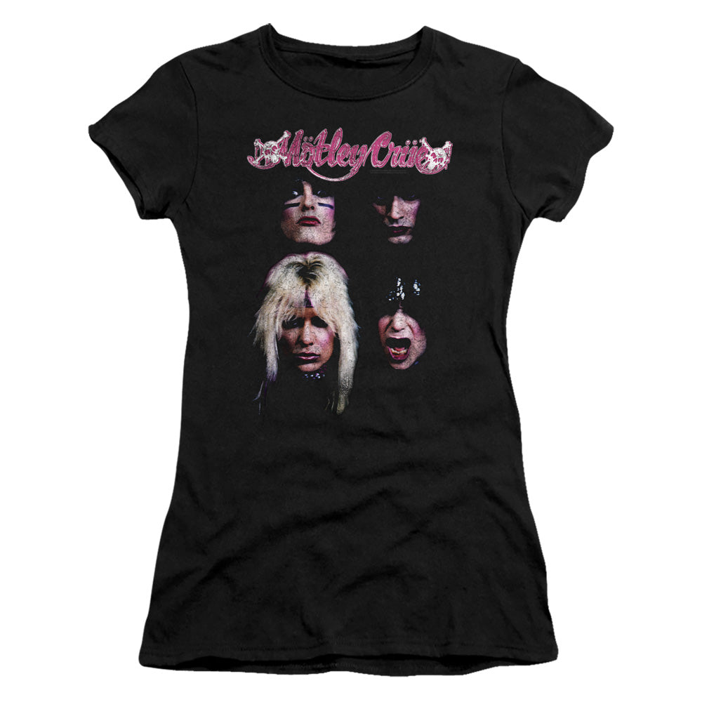 Motley Crue The Crue Junior Sheer Cap Sleeve Womens T Shirt Black