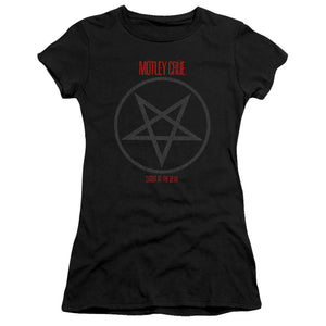Motley Crue Shout At The Devil Junior Sheer Cap Sleeve Premium Bella Canvas Womens T Shirt Black