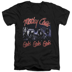 Motley Crue Girls Mens Slim Fit V-Neck T Shirt Black
