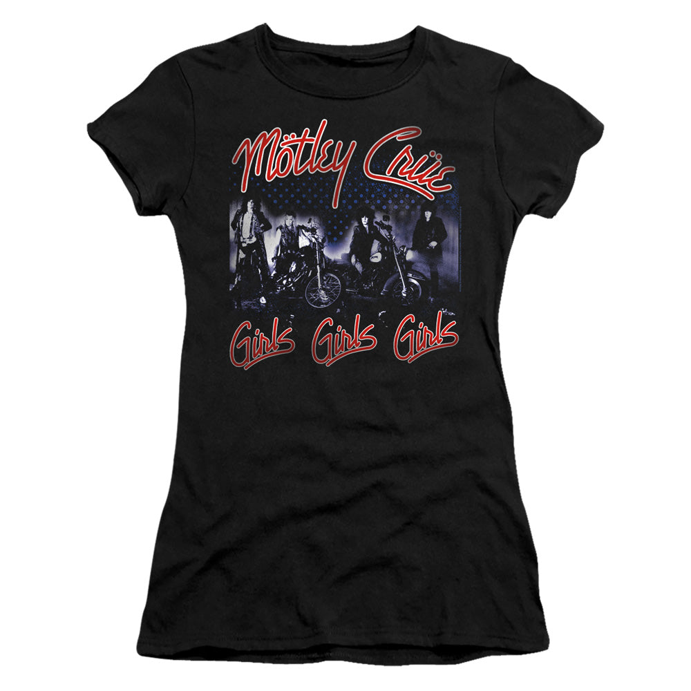 Motley Crue Girls Junior Sheer Cap Sleeve Womens T Shirt Black