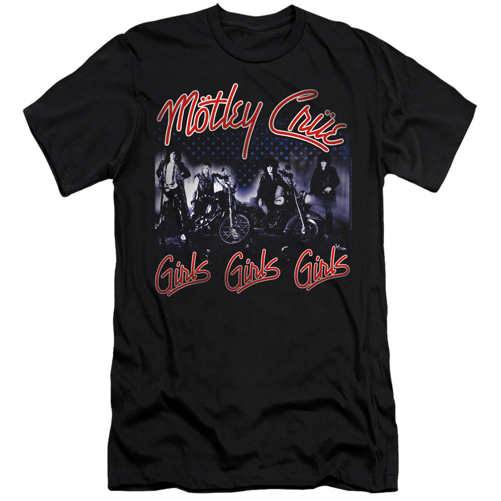Motley Crue Girls Premium Bella Canvas Slim Fit Mens T Shirt Black