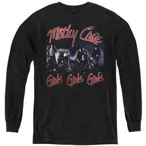 Motley Crue Girls Long Sleeve Kids Youth T Shirt Black