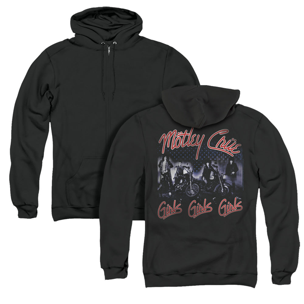 Motley Crue Girls Back Print Zipper Mens Hoodie Black