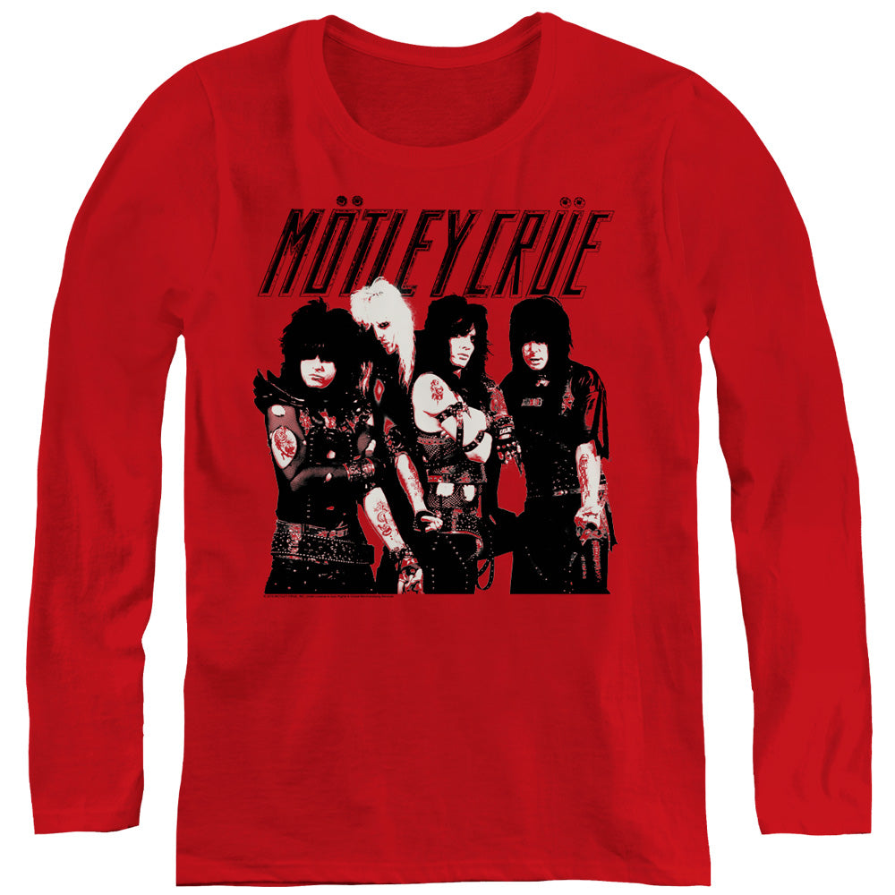 Motley Crue Group Womens Long Sleeve Shirt Red