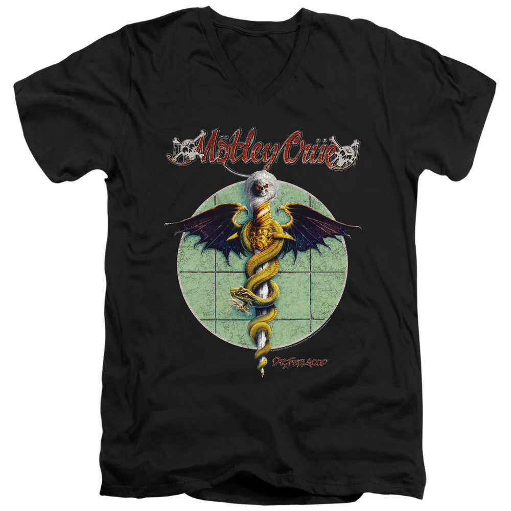 Motley Crue Dr. Feelgood Mens Slim Fit V-Neck T Shirt Black