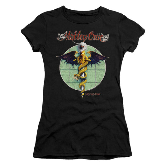 Motley Crue Dr. Feelgood Junior Sheer Cap Sleeve Womens T Shirt Black