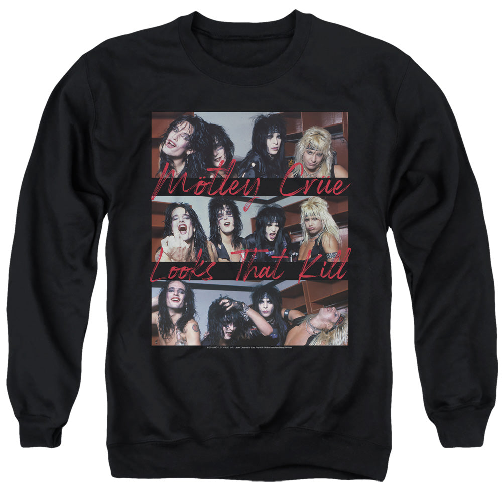 Motley Crue Looks That Kill Mens Crewneck Sweatshirt Black