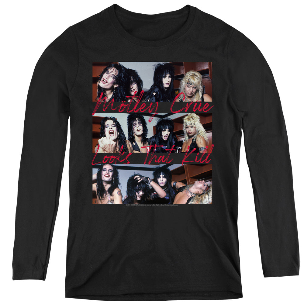 Motley Crue Looks That Kill Womens Long Sleeve Shirt Black