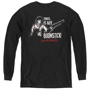 Army Of Darkness Boomstick Long Sleeve Kids Youth T Shirt Black