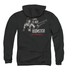Load image into Gallery viewer, Army Of Darkness Boomstick Back Print Zipper Mens Hoodie Black