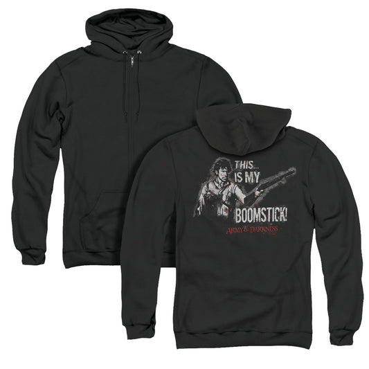 Army Of Darkness Boomstick Back Print Zipper Mens Hoodie Black