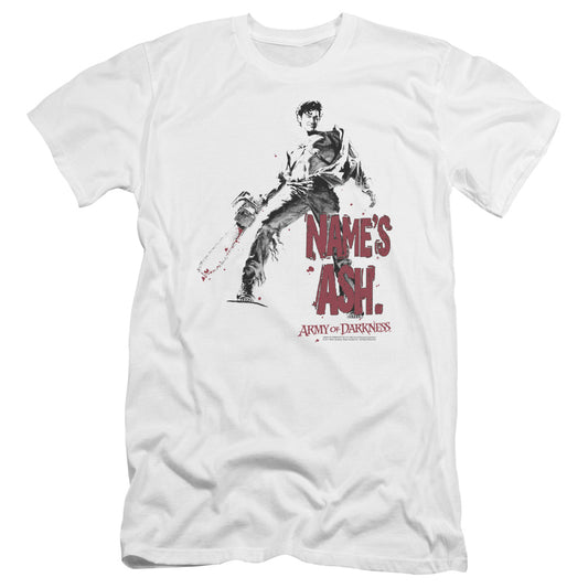 Army Of Darkness Names Ash Premium Bella Canvas Slim Fit Mens T Shirt White