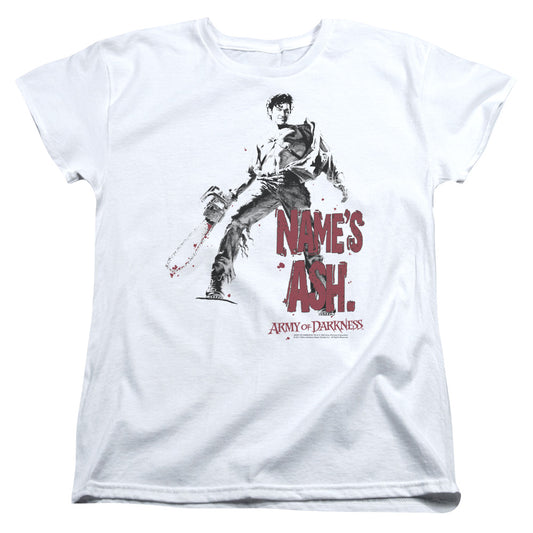 Army Of Darkness Names Ash Womens T Shirt White