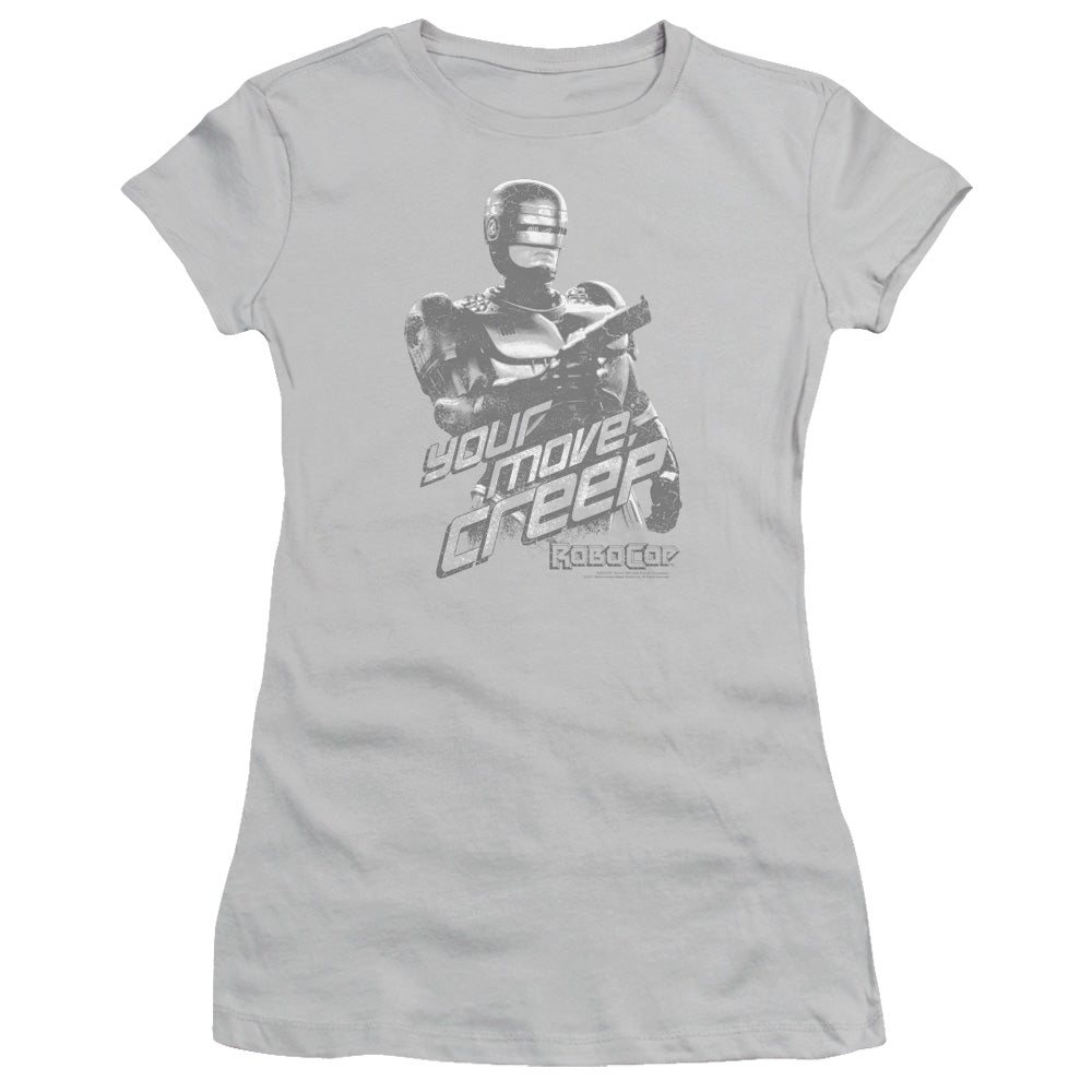 Robocop Your Move Creep Junior Sheer Cap Sleeve Womens T Shirt Silver