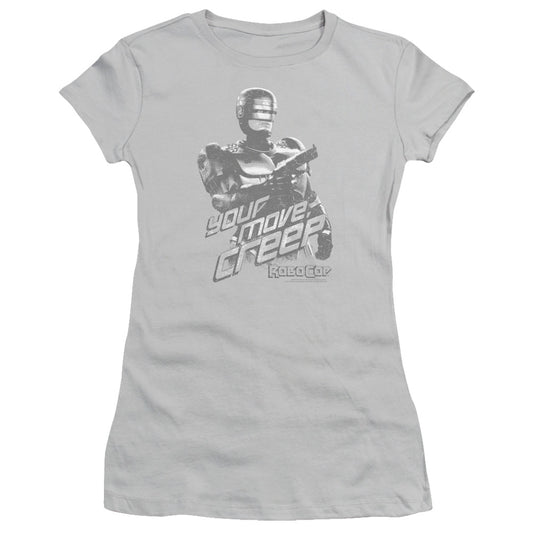 Robocop Your Move Creep Junior Sheer Cap Sleeve Womens T Shirt Silver