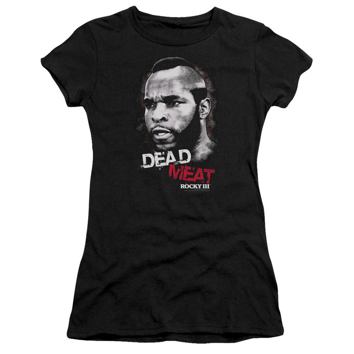 Rocky III Dead Meat Junior Sheer Cap Sleeve Womens T Shirt Black