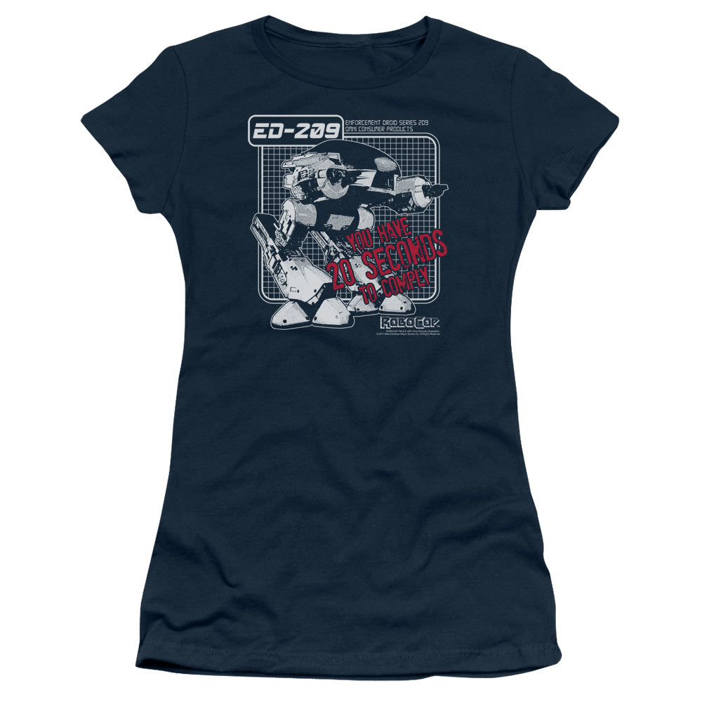 Robocop Ed 209 Junior Sheer Cap Sleeve Womens T Shirt Navy Blue