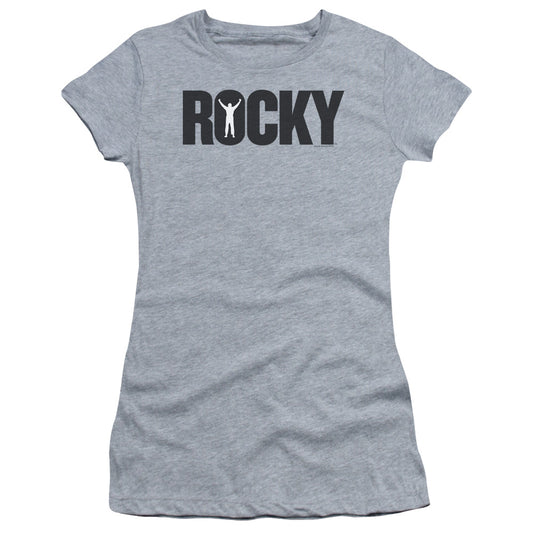 Rocky Logo Junior Sheer Cap Sleeve Womens T Shirt Athletic Heather