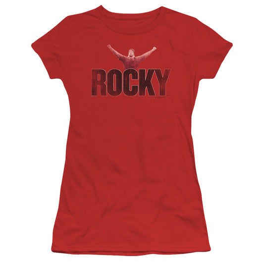 Rocky Victory Distressed Junior Sheer Cap Sleeve Womens T Shirt Red