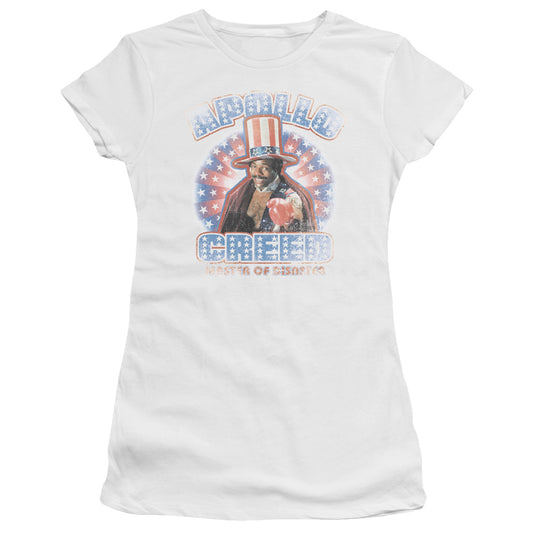 Rocky Apollo Creed Junior Sheer Cap Sleeve Womens T Shirt White