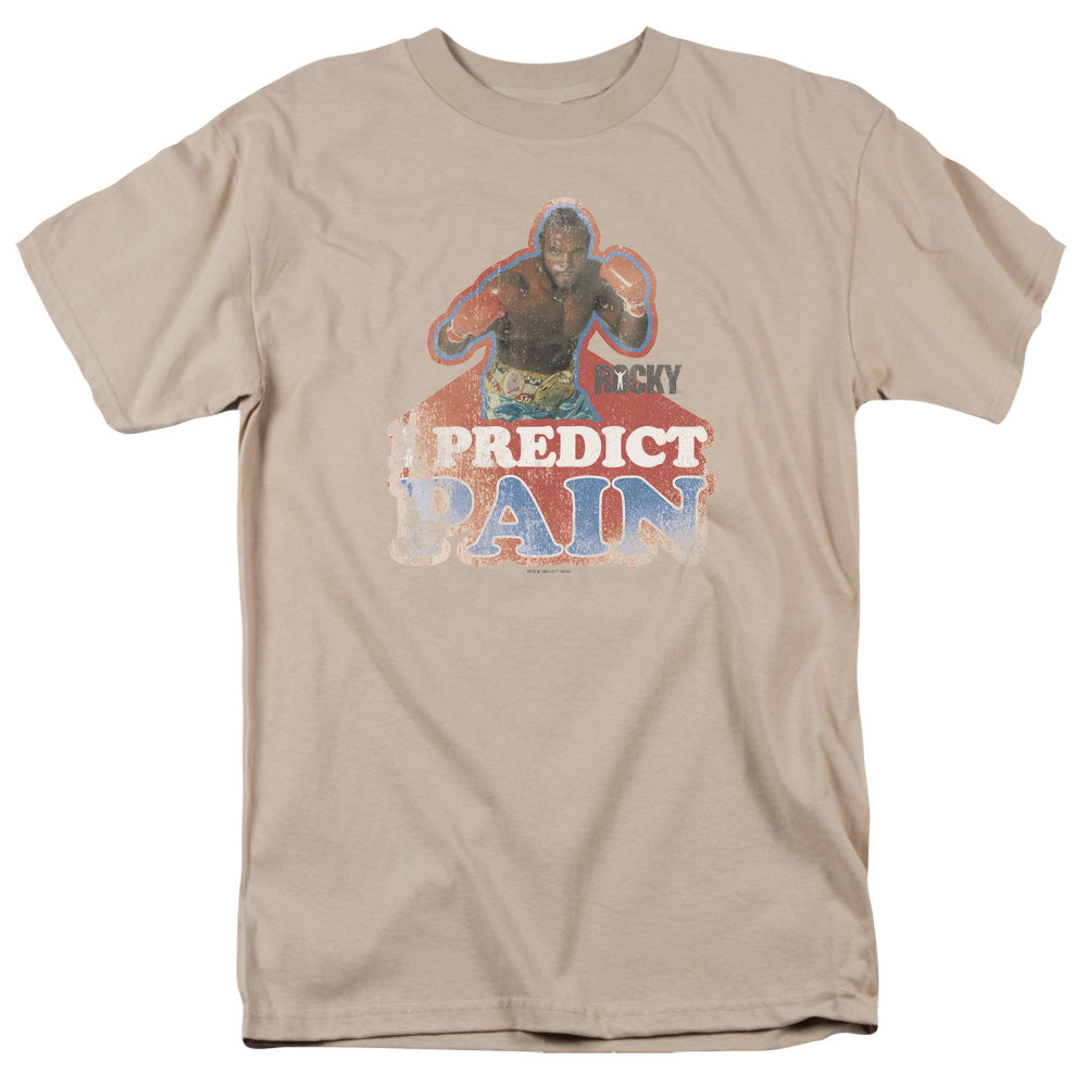 Rocky III I Predict Pain Mens T Shirt Sand