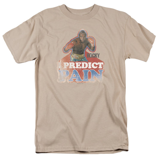 Rocky III I Predict Pain Mens T Shirt Sand