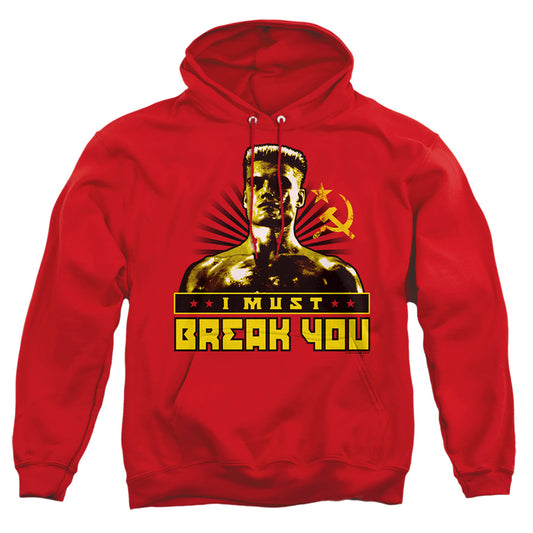 Rocky Iv I Must Break You Mens Hoodie Red Officially Licensed